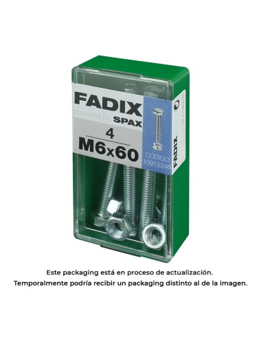 Caja s 4 unid. tornillo metrica cab hex+tuerca cinc m 6x60mm fadix