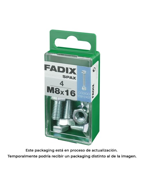 Caja s 4 unid. tornillo metrica cab hex+tuerca cinc m 8x16mm fadix