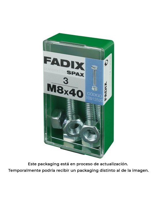 Caja s 3 unid. tornillo metrica cab hex+tuerca cinc m 8x40mm fadix