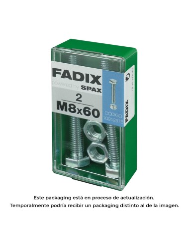 Caja s 2 unid. tornillo metrica cab hex+tuerca cinc m 8x60mm fadix