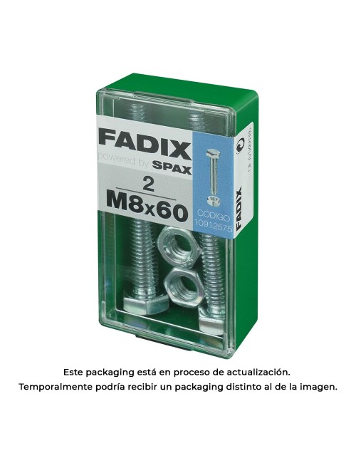 Caja s 2 unid. tornillo metrica cab hex+tuerca cinc m 8x60mm fadix