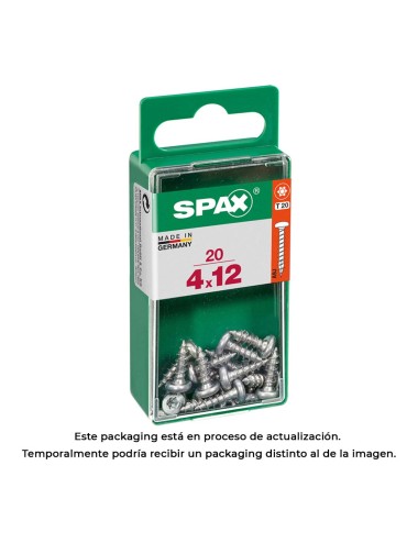 Caja 20 unid. tornillo madera spax cab. redonda wirox 4,0x12mm spax