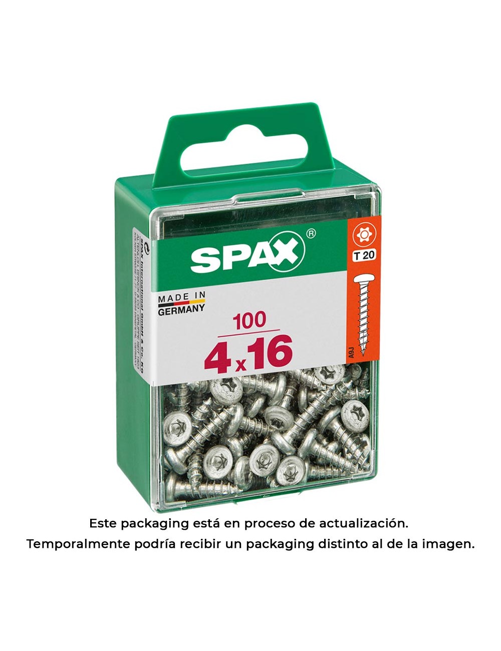 Caja 100 unid. tornillo madera spax cab. redonda wirox 4,0x16mm spax