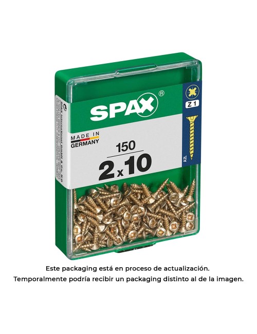 Caja 150 unid. tornillo madera spax cabeza plana yellox 2,0x10mm spax