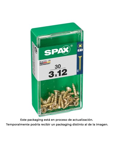 Caja 30 unid. tornillo madera spax cabeza plana yellox 3,0x12mm spax