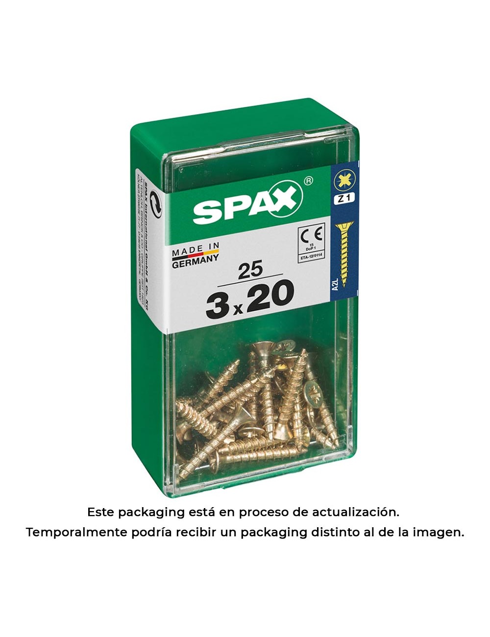 Caja 25 unid. tornillo madera spax cabeza plana yellox 3,0x20mm spax