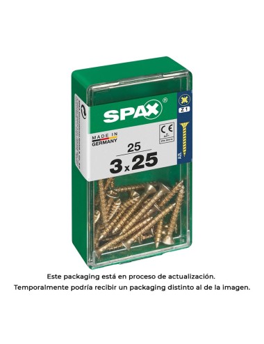 Caja 25 unid. tornillo madera spax cabeza plana yellox 3,0x25mm spax