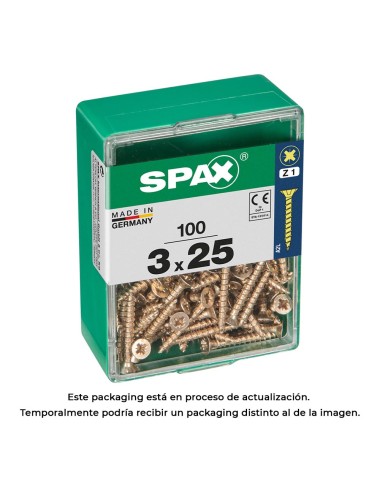 Caja 100 unid. tornillo madera spax cabeza plana yellox 3,0x25mm spax