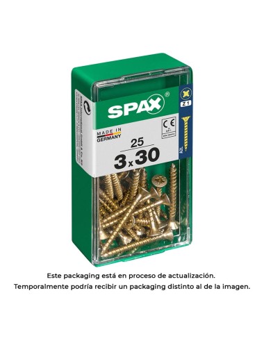 Caja 25 unid. tornillo madera spax cabeza plana yellox 3,0x30mm spax