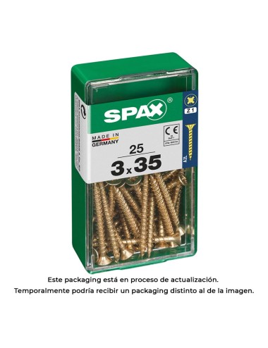 Caja 25 unid. tornillo madera spax cabeza plana yellox 3,0x35mm spax