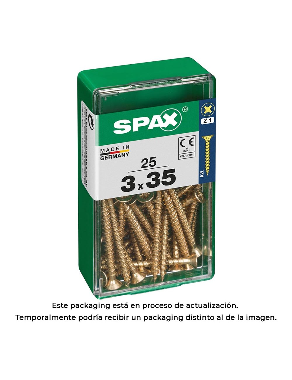 Caja 25 unid. tornillo madera spax cabeza plana yellox 3,0x35mm spax