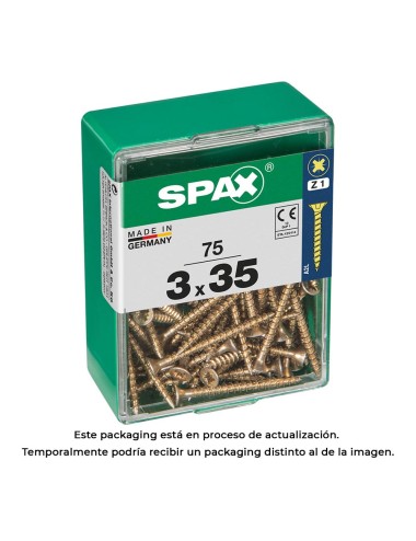 Caja 75 unid. tornillo madera spax cabeza plana yellox 3,0x35mm spax