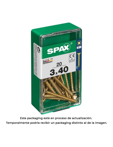 Caja 20 unid. tornillo madera spax cabeza plana yellox 3,0x40mm spax