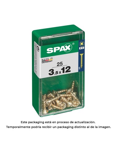 Caja 25 unid. tornillo madera spax cabeza plana yellox 3,5x12mm spax