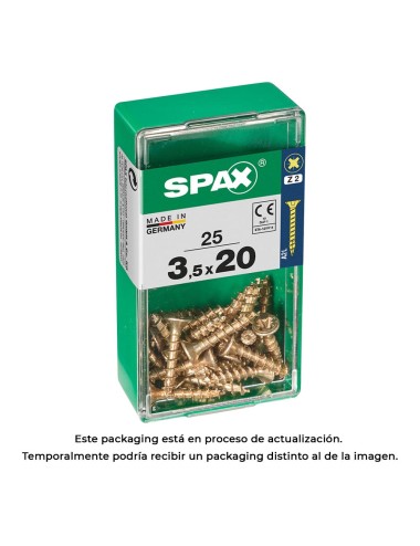 Caja 25 unid. tornillo madera spax cabeza plana yellox 3,5x20mm spax