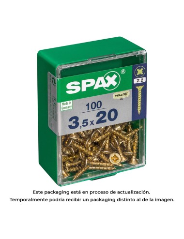 Caja 100 unid. tornillo madera spax cabeza plana yellox 3,5x20mm spax