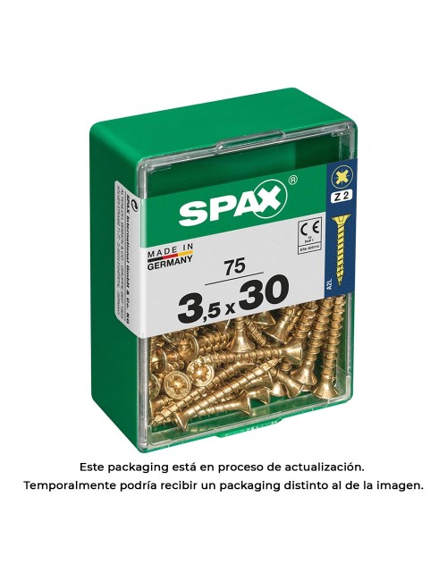 Caja 75 unid. tornillo madera spax cabeza plana yellox 3,5x30mm spax