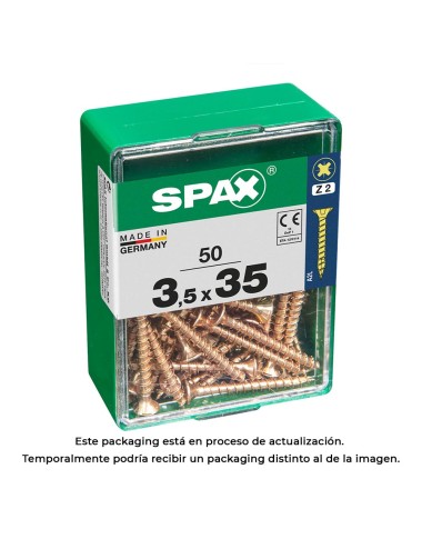 Caja 50 unid. tornillo madera spax cabeza plana yellox 3,5x35mm spax