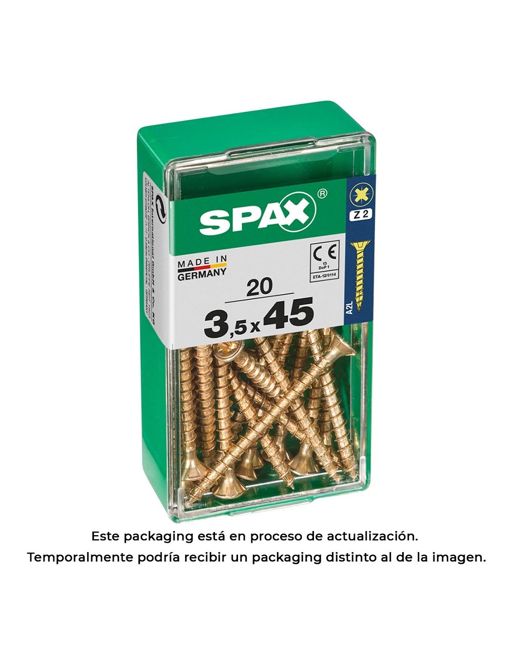 Caja 20 unid. tornillo madera spax cabeza plana yellox 3,5x45mm spax