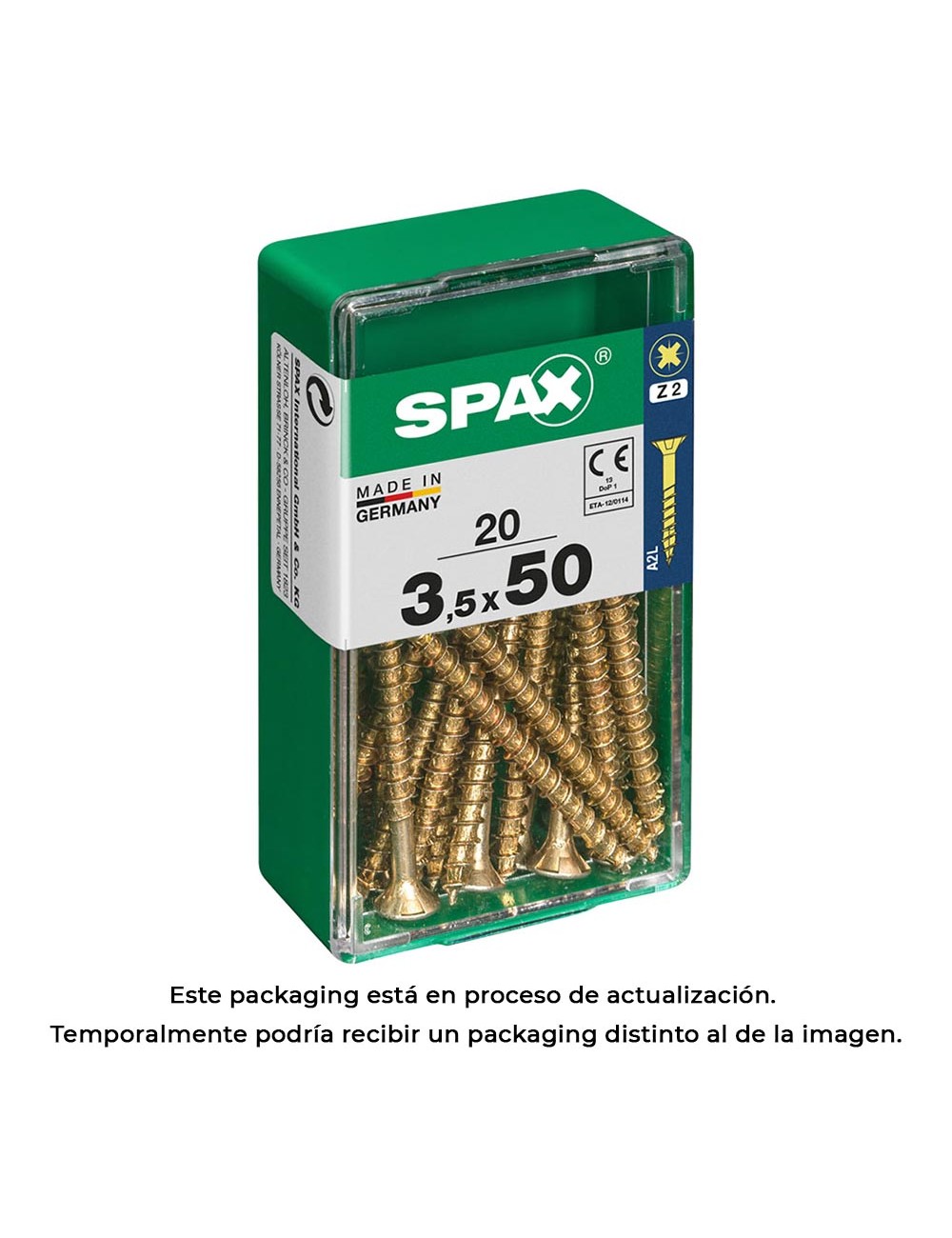 Caja 20 unid. tornillo madera spax cabeza plana yellox 3,5x50mm spax