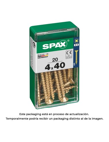 Caja 20 unid. tornillo madera cabeza plana yellox 4,0x40mm spax