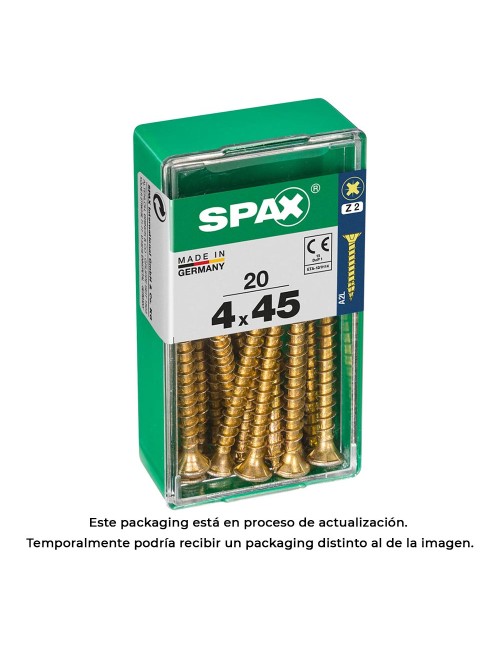 Caja 20 unid. tornillo madera cabeza plana yellox 4,0x45mm spax