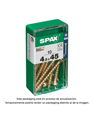 Caja 10 unid. tornillo madera cabeza plana yellox 4,5x45mm spax