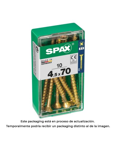 Caja 10 unid. tornillo madera cabeza plana yellox 4,5x70mm spax