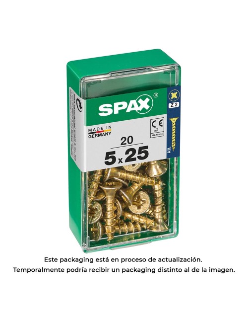 Caja 20 uds. tornillo madera spax cab. plana yellox 5,0x25mm spax