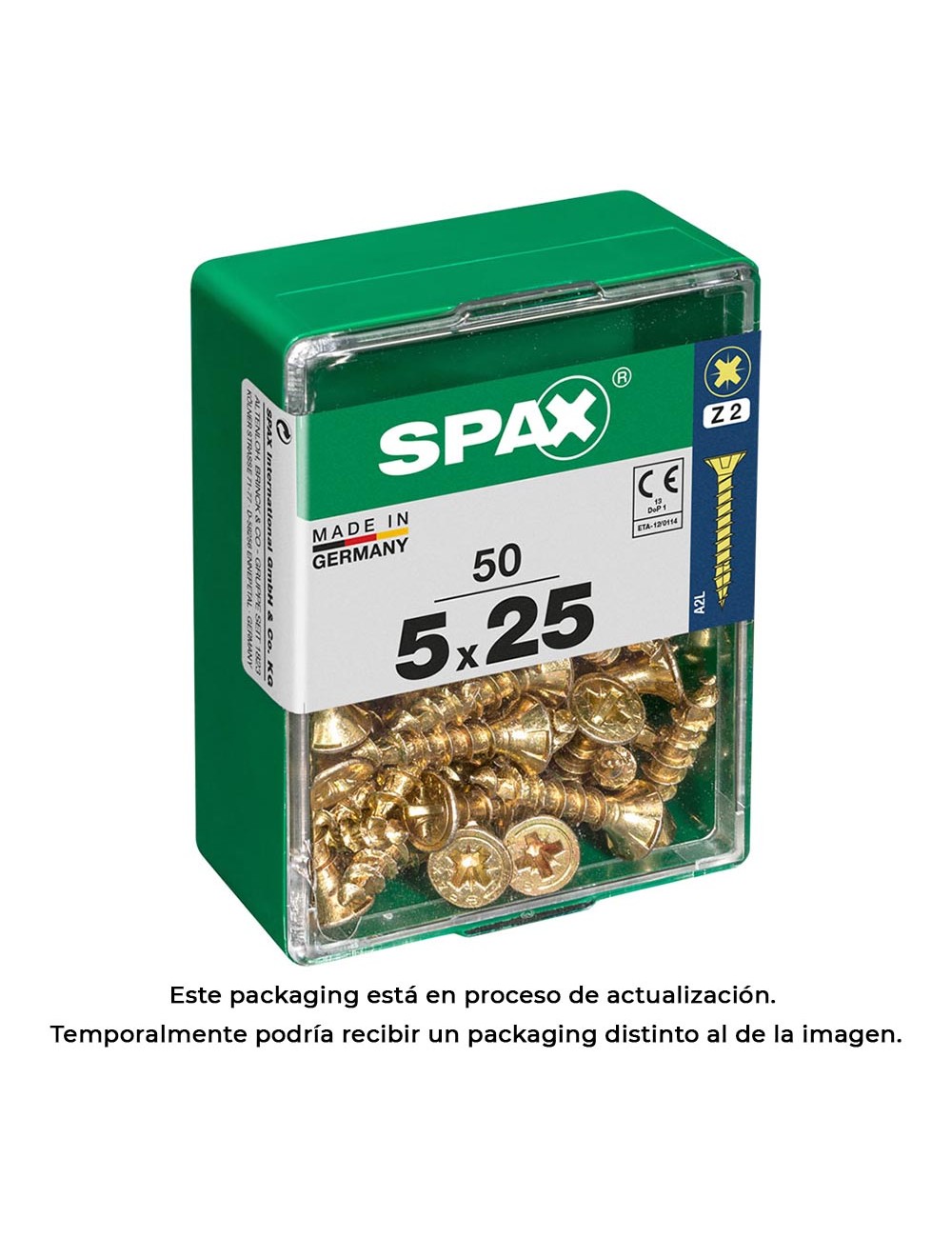 Caja 50 uds. tornillo madera spax cab. plana yellox 5,0x25mm spax