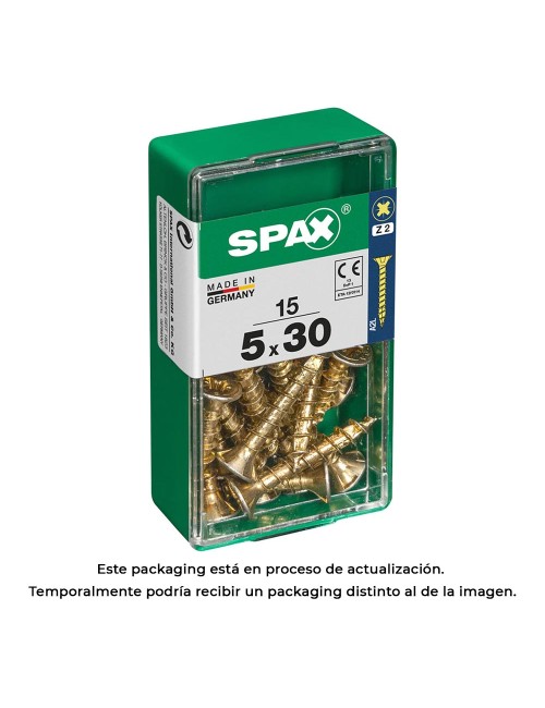 Caja 15 uds. tornillo madera spax cab. plana yellox 5,0x30mm spax