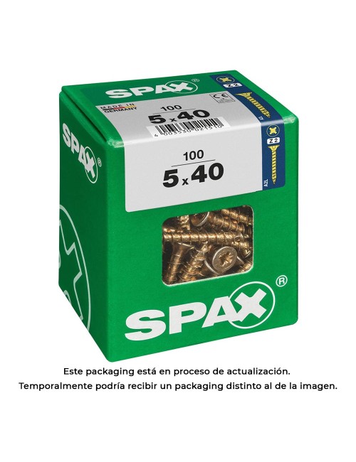 Caja 100 uds. tornillo madera spax cab. plana yellox 5,0x40mm spax