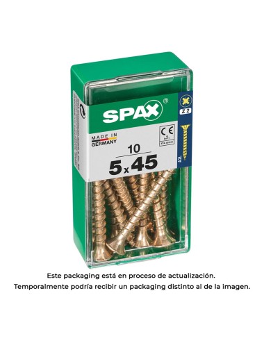 Caja 10 uds. tornillo madera spax cab. plana yellox 5,0x45mm spax