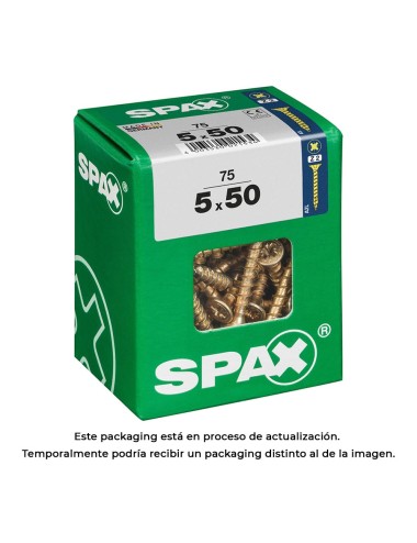 Caja 75 uds. tornillo madera spax cab. plana yellox 5,0x50mm spax