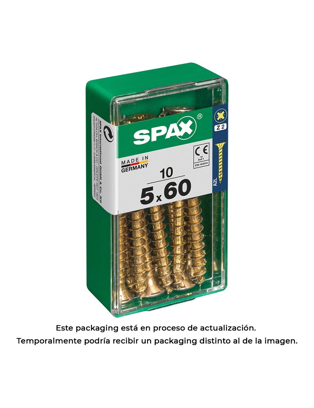 Caja 10 uds. tornillo madera spax cab. plana yellox 5,0x60mm spax