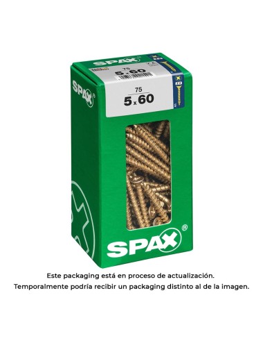 Caja 75 uds. tornillo madera spax cab. plana yellox 5,0x60mm spax