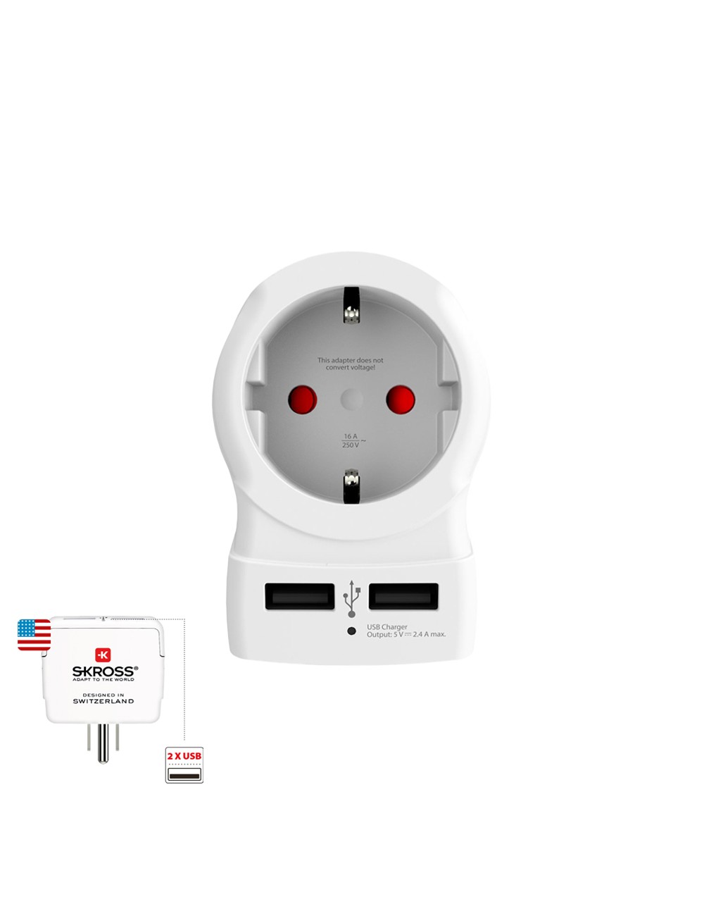 Adaptador europeo a estados unidos usb skross 1500281