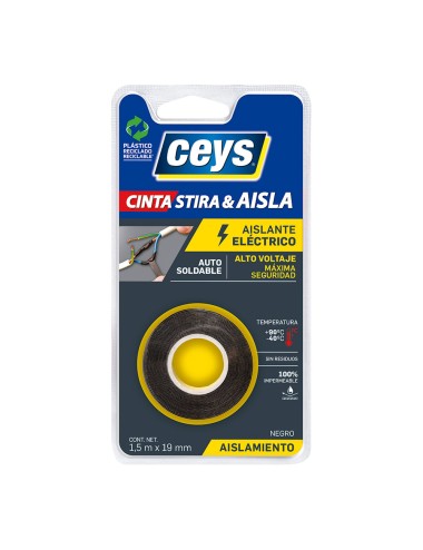 Ceys stira & aisla negro 1,5m x 19mm. 507801