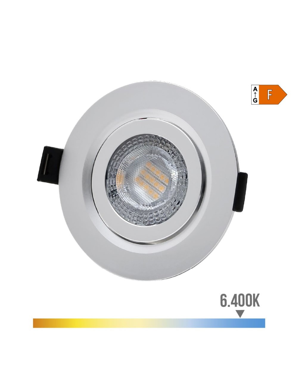 Downlight led empotrar 9w 806lm ra80 6400k redondo color cromo ø9cm edm