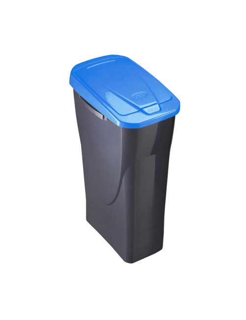 Cubo 15 litros ecobin con tapa color negro/azul 21,5x31x42cm mondex