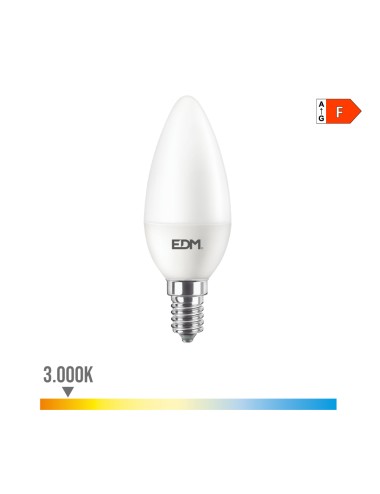 Bombilla vela led e14 8w 806lm 3000k luz calida ø3,8x11,4cm edm