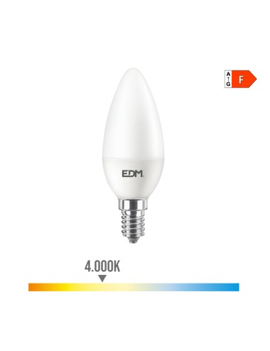 Bombilla vela led e14 8w 806lm 4000k luz dia ø3,8x11,4cm edm