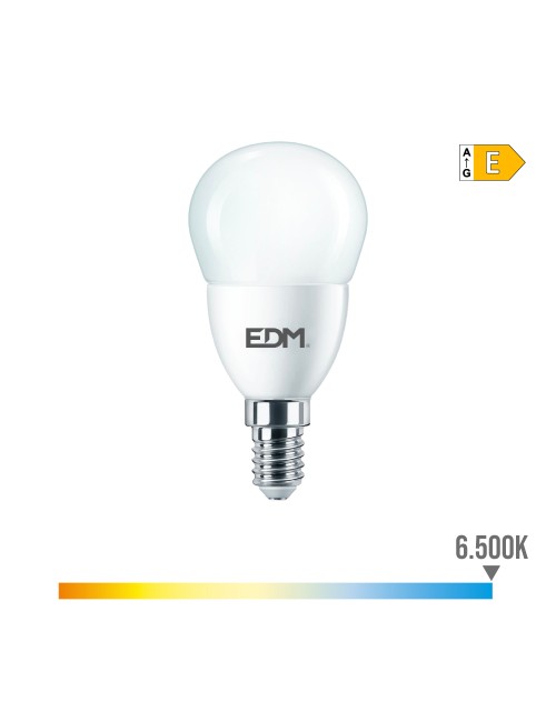 Bombilla esferica led e14 7w 806lm 6500k luz fria ø4,8x9,5cm edm