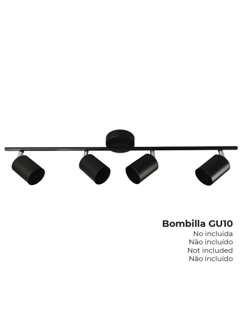 Regleta 4 elementos color negro gu-10 edm