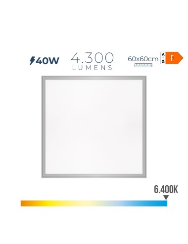 Panel de led 40w 4300lm ra80 59,5x59,5cm 6400k luz fria edm