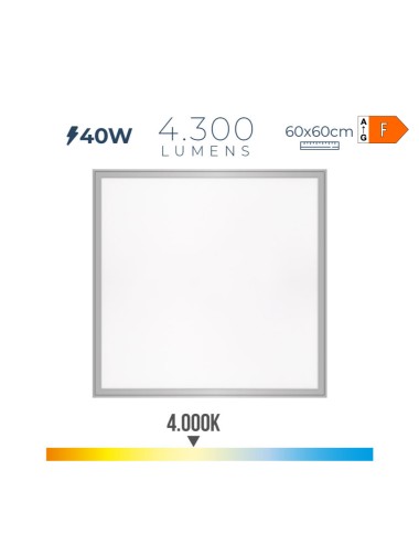 Panel de led 40w 4300lm ra80 59,5x59,5cm 4000k luz dia edm