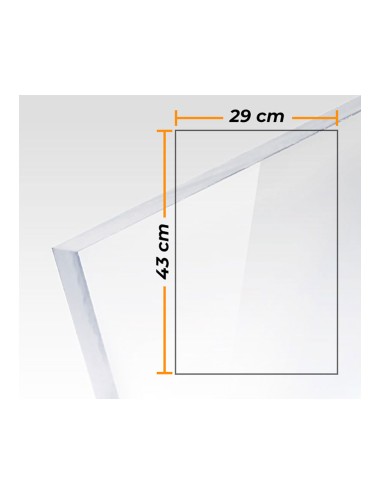 Placa metacrilato transparente colada 3mm - 29x43cm.