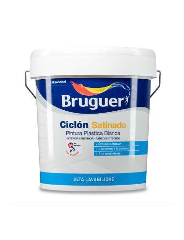 Pintura plástica ciclón satinada blanca 15l bruguer