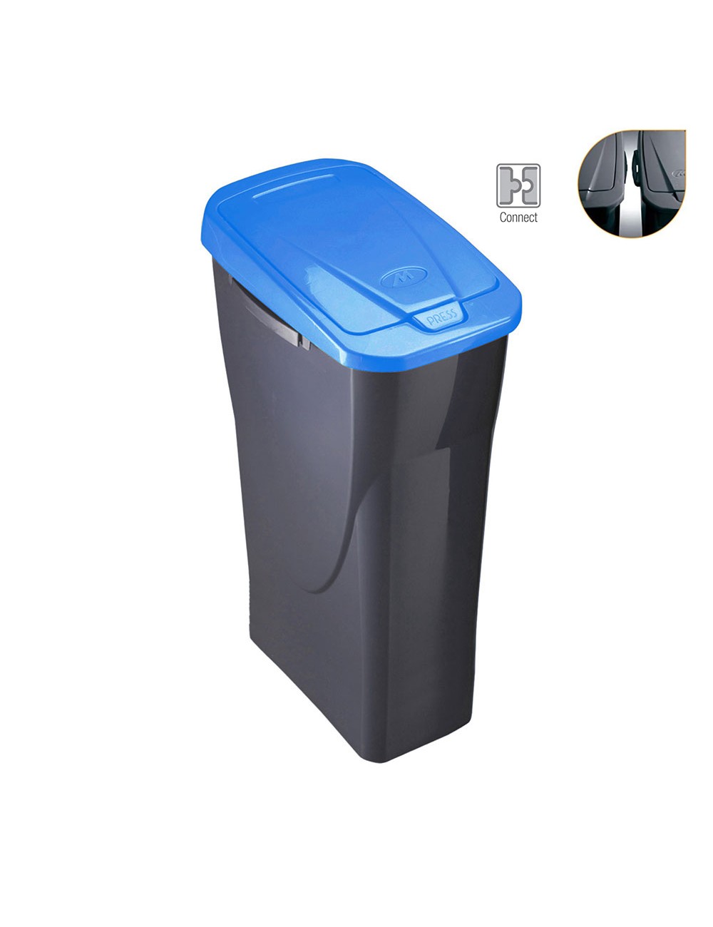 Cubo 25 litros ecobin con tapa color azul 24,5x36,5x51cm mondex