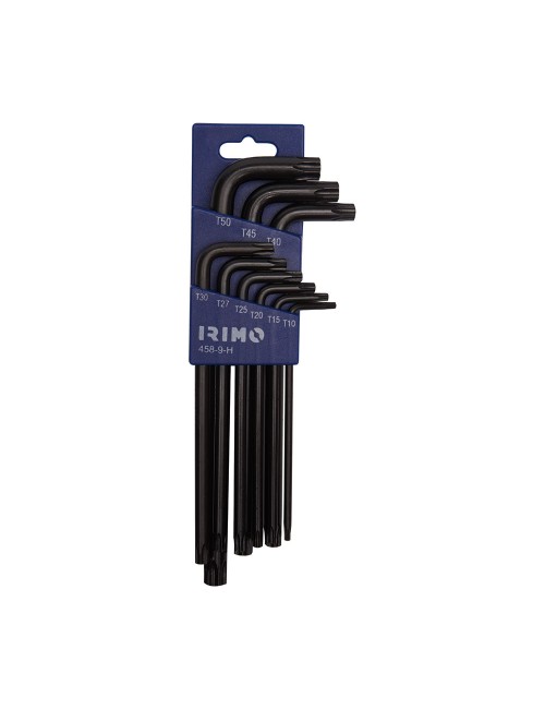 Juego petaca 9 llaves acodadas pavonadas torx® t10-t50 458-9-h